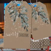Rustic Kraft Juniper Bough & Cones Frohe Weihnacht Geschenkanhänger