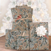Rustic Kraft Kardinal Juniper Branchen Berries 2 Geschenkpapier Set