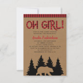 Rustic Kraft Kariert Oh Girl Baby Dusche Einladung (Vorderseite)