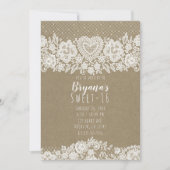 Rustic Kraft Lace Bauernhof Sweet 16 Birthday Einladung (Vorderseite)