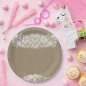 Rustic Kraft & Lace Farmhouse Barn Chic Pappteller (Party)