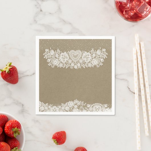 Rustic Kraft & Lace Farmhouse Barn Chic Serviette (Beispiel)