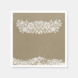 Rustic Kraft & Lace Farmhouse Barn Chic Serviette