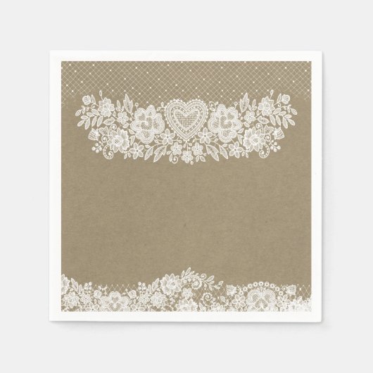 Rustic Kraft & Lace Farmhouse Barn Chic Serviette (Vorderseite)