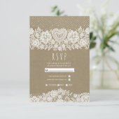 Rustic Kraft & Lace Farmhouse Barn Wedding RSVP Karte (Stehend Vorderseite)