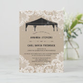 Rustic Kraft Lace Outdoor Zent Wedding Einladung (Stehend Vorderseite)
