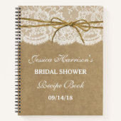 Rustic Kraft Lace Twine Bow Brautparty Rezept Notizblock (Vorderseite)