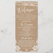 Rustic Kraft Lace Wedding Zeremony Program Programm (Vorderseite)