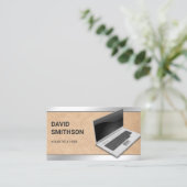 Rustic Kraft Laptop PC Computerreparatur Techniker Visitenkarte (Stehend Vorderseite)