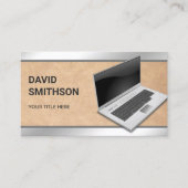 Rustic Kraft Laptop PC Computerreparatur Techniker Visitenkarte (Vorderseite)