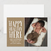 Rustic Kraft Letting Foto Geburtserklärung Ankündigung (Vorne/Hinten)