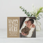 Rustic Kraft Letting Foto Geburtserklärung Ankündigung (Stehend Vorderseite)