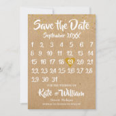 Rustic Kraft Liebe Herzkalender Save the Date (Vorderseite)