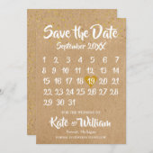Rustic Kraft Liebe Herzkalender Save the Date (Vorne/Hinten)