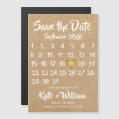 Rustic Kraft Liebe Herzkalender Save the Date Magneteinladung (Vorne/Hinten)