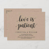 Rustic Kraft, Liebe ist geduldig, Hochzeit verscho Postkarte (Vorne/Hinten)