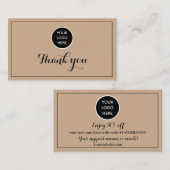 Rustic kraft Logo Vielen Dank für den Einsatz von Treuekarte (Vorne/Hinten)