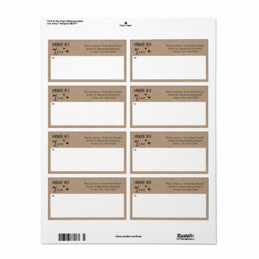 Rustic Kraft Look 2-in-1 Hin- und Rücksendeadresse (Vorne)