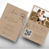 Rustic Kraft Look Gezeichnet Rose QR Code UAWG Wed Einladung