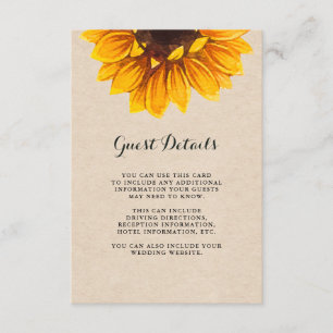 Rustic Kraft Look mit Blume Guest Details Begleitkarte