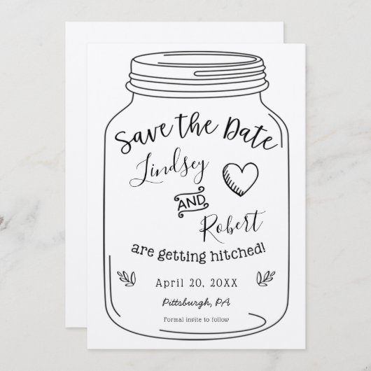 Rustic Kraft Mason Jar Save the Date Einladung (Vorne/Hinten)