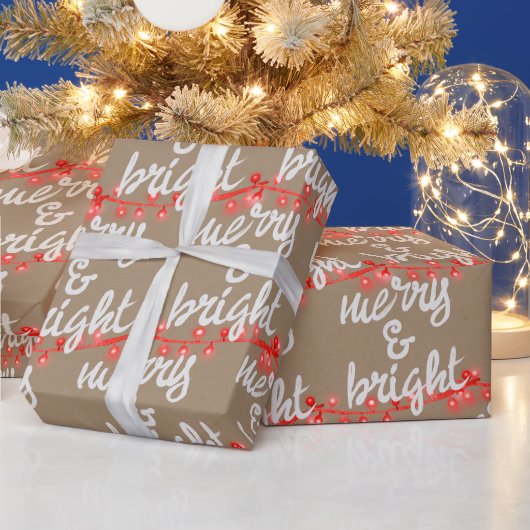 Rustic Kraft Merry & Bright Fügen Sie Ihren Gruß h Geschenkpapier (Feiertage)