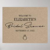 Rustic Kraft Modernes Script Brautparty Willkommen Poster (Vorne)