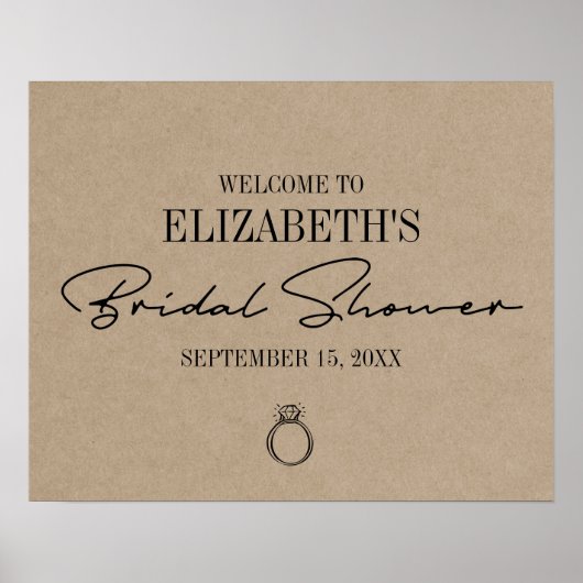 Rustic Kraft Modernes Script Brautparty Willkommen Poster (Vorne)