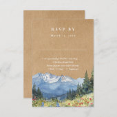 Rustic Kraft Mountain Wildflower Floral Wedding RSVP Karte (Vorne/Hinten)