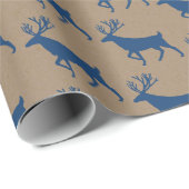 Rustic Kraft Navy Blue Stag Reindeer Geschenkpapier (Rolleneckpunkt)