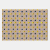 Rustic Kraft Navy Gold Silver Stars Weihnachten Geschenkpapier Set (Vorderseite 3)
