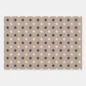 Rustic Kraft Navy Gold Silver Stars Weihnachten Geschenkpapier Set (Vorderseite 2)