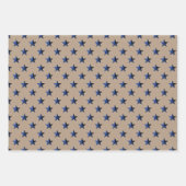 Rustic Kraft Navy Gold Silver Stars Weihnachten Geschenkpapier Set (Vorderseite)