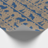 Rustic Kraft Nordic Sweater Blue Winter Animals Geschenkpapier (Ecke)