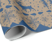 Rustic Kraft Nordic Sweater Blue Winter Animals Geschenkpapier (Rolleneckpunkt)