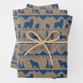 Rustic Kraft Nordic Sweater Blue Winter Animals Geschenkpapier Set (Beispiel)