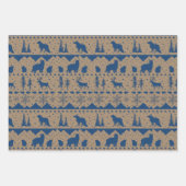 Rustic Kraft Nordic Sweater Blue Winter Animals Geschenkpapier Set (Vorderseite)