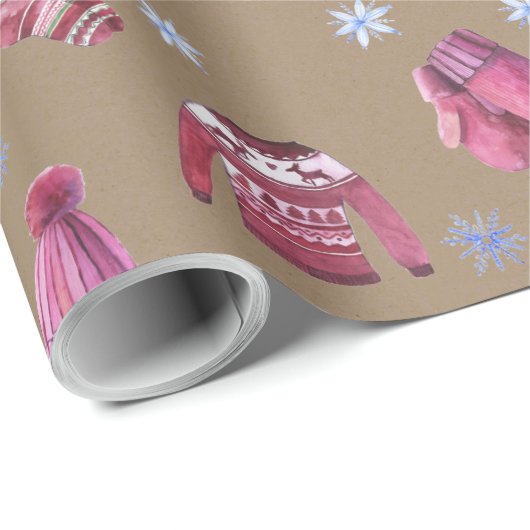 Rustic Kraft Nordic Sweaters Socken Hats & Mitte Geschenkpapier (Rolleneckpunkt)