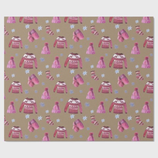 Rustic Kraft Nordic Sweaters Socken Hats & Mitte Geschenkpapier (Flach)