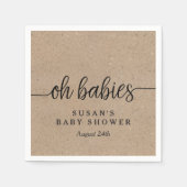 Rustic Kraft Oh Babies Twins Dusche Personalisiert Serviette (Vorderseite)