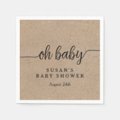 Rustic Kraft Oh Baby Dusche Personalisiert Serviette (Vorderseite)