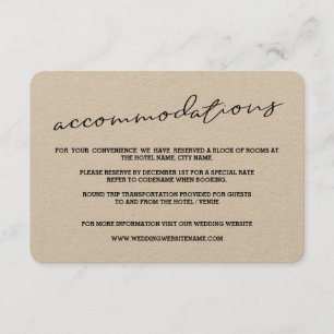 Rustic Kraft Paper Accommodation Cards Begleitkarte
