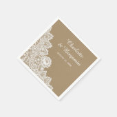 Rustic Kraft Paper and Lace Wedding Napkins Serviette (Ecke)