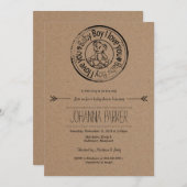 Rustic Kraft Paper Baby Boy Teddy Bear Baby Dusche Einladung (Vorne/Hinten)