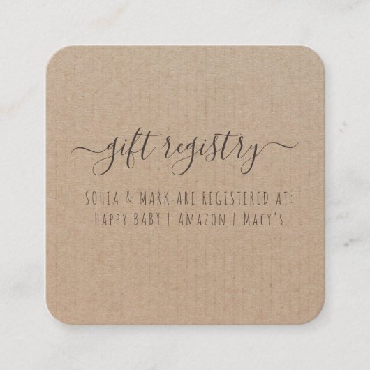 Rustic Kraft Paper Baby Shooting Registry Begleitkarte (Vorderseite)