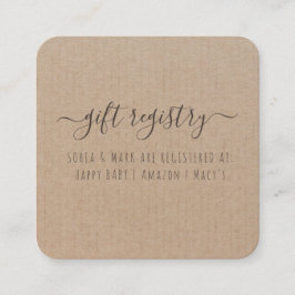 Rustic Kraft Paper Baby Shooting Registry Begleitkarte
