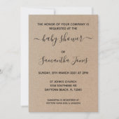 Rustic Kraft Paper Baby Shower Einladung Script (Vorderseite)