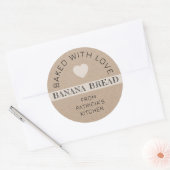 Rustic Kraft Paper Baked With Love Banana Bread Runder Aufkleber (Umschlag)