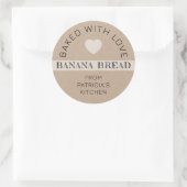 Rustic Kraft Paper Baked With Love Banana Bread Runder Aufkleber (Tasche)