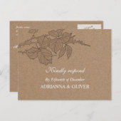 Rustic Kraft Paper Blätter Muster Wedding RSVP Einladungspostkarte (Vorne/Hinten)